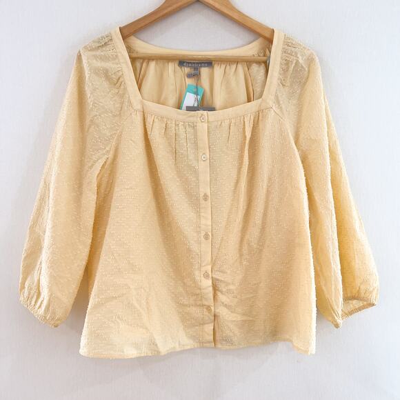 NEW Stitch Fix Daniel Rainn Goldie Blouse Large Butter Yellow Square Neck Blouse - Picture 2 of 7
